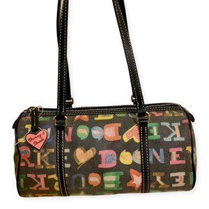 DOONEY & BOURKE Black/Multi Coated Canvas DOODLE Signature Barrel Bag IG20BB